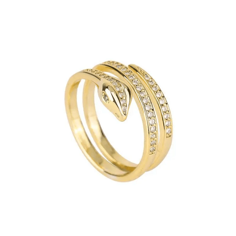 5-main-fashion-winding-snake-rings-for-women-men-punk-hip-hop-open-adjustable-gold-color-ring-stainless-steel-zircon-aesthetic-jewelry - lgfjoias